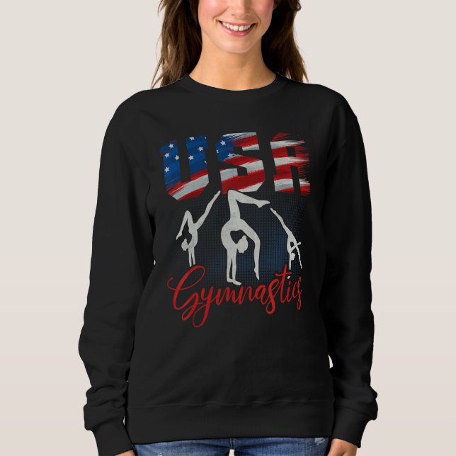 Sweatshirt USA American Flag Gymnastics Tee Gymnast 4th of Ju (Devant)