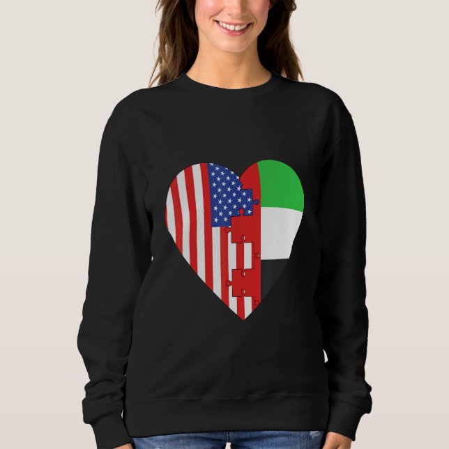 Sweatshirt USA and Arab Emirates Flags Heart (Devant)