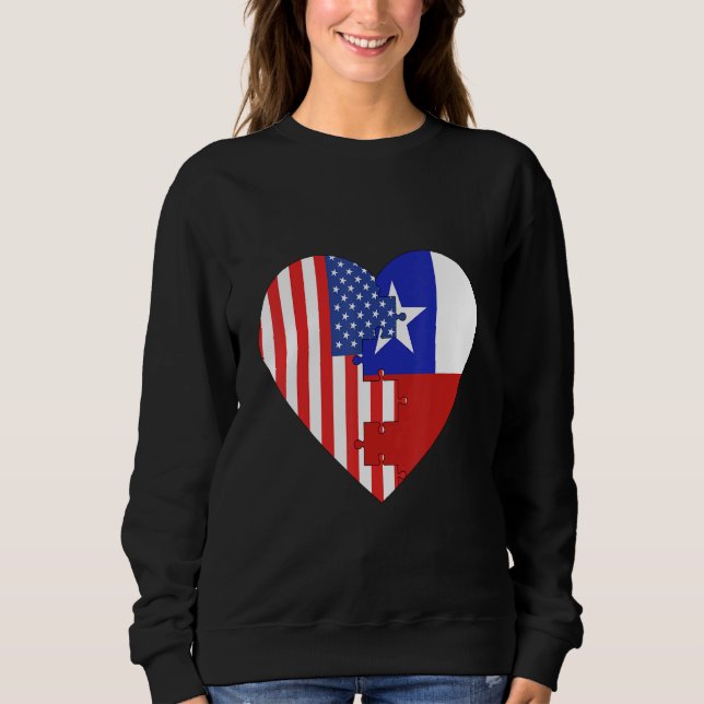 Sweatshirt USA and Chile Flags Heart (Devant)