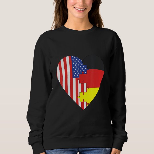 Sweatshirt USA and Germany Flags Heart (Devant)