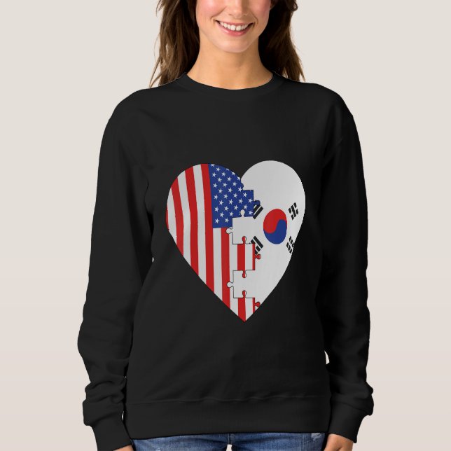 Sweatshirt USA and Korea Flags Heart (Devant)