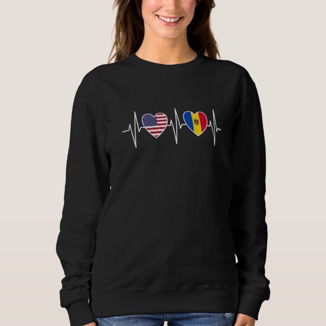 Sweatshirt USA And Moldova Moldovan Flag Flags Premium (Devant)