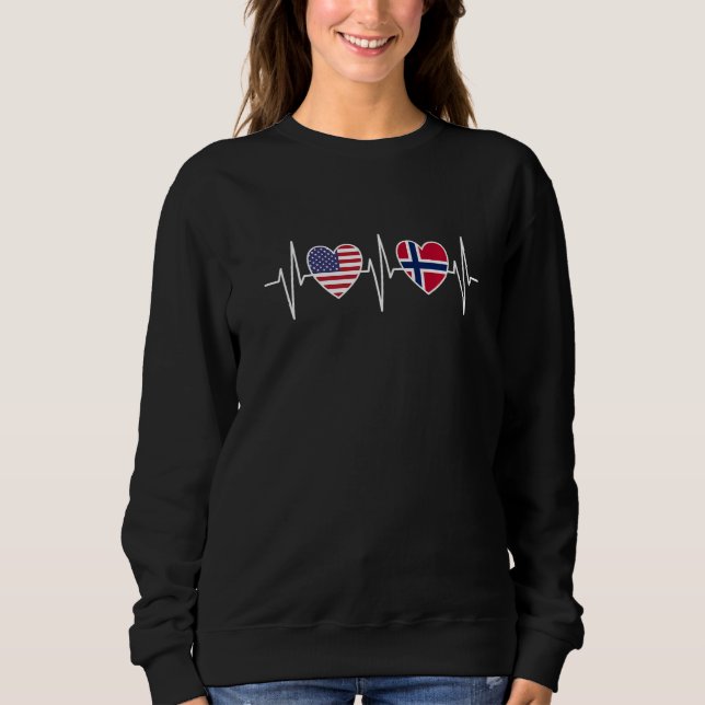 Sweatshirt USA And Norway Norwegian Flag Flags Premium (Devant)
