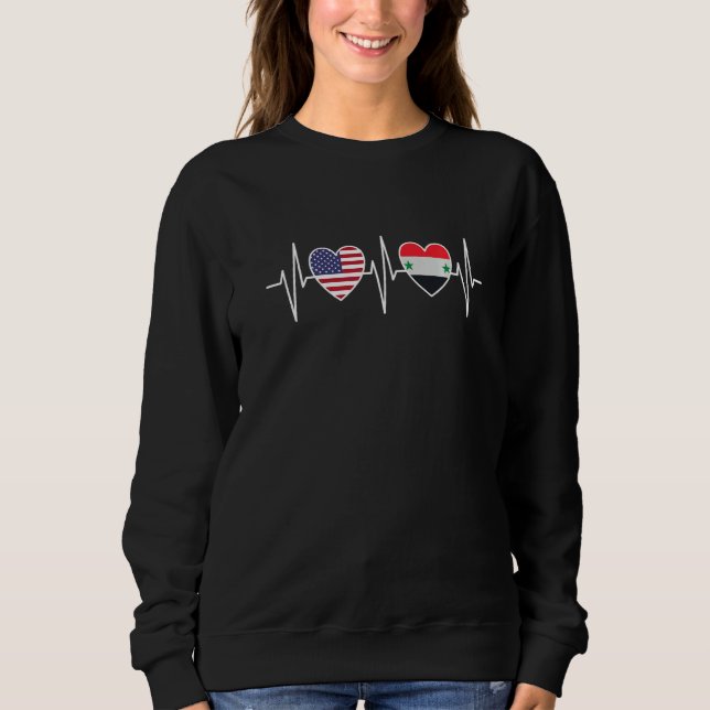 Sweatshirt USA And Syria Syrian Flag Flags Premium (Devant)