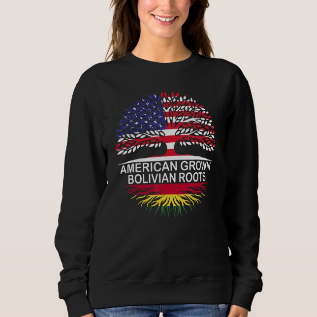 Sweatshirt USA & Bolivia Flags American Grown Bolivian Roots (Devant)