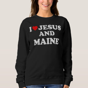 Sweatshirt Usa Carte Fier Chrétien J'Aime Jésus Et Maine