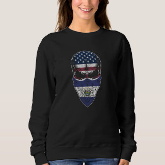 Sweatshirt USA El Salvador Roots  Salvadorean American Flag S