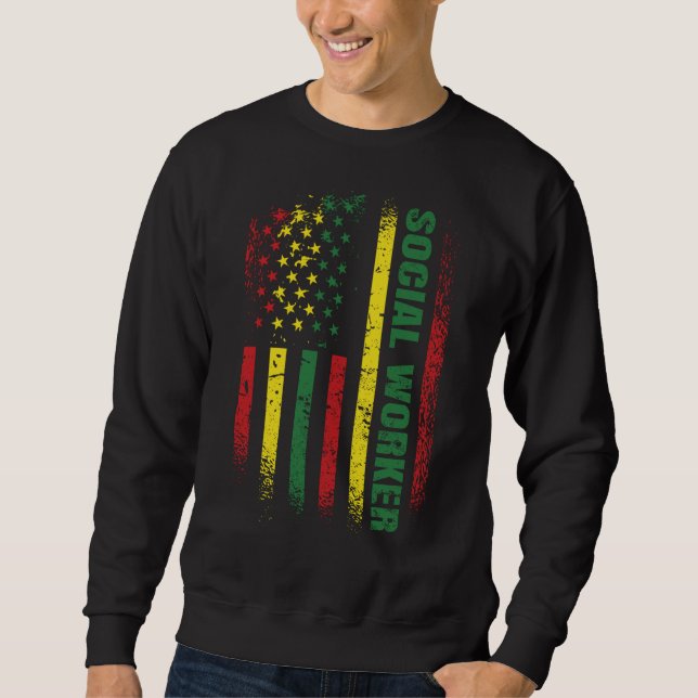 Sweatshirt USA Flag African American Black School Social Work (Devant)