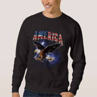 Sweatshirt USA Flag America Font Eagle Flashes pour hommes et