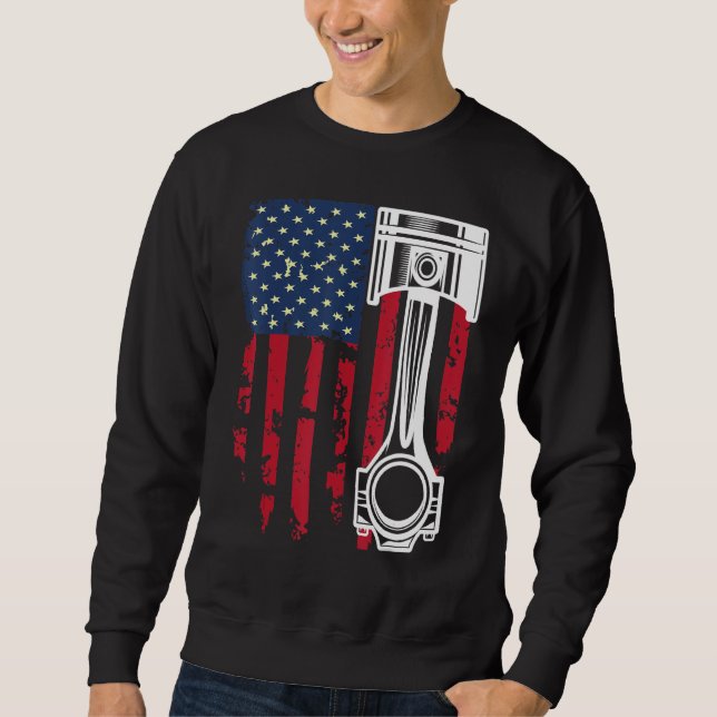 Sweatshirt USA Flag Auto Repairman Car Mechanic Wrench Worksh (Devant)