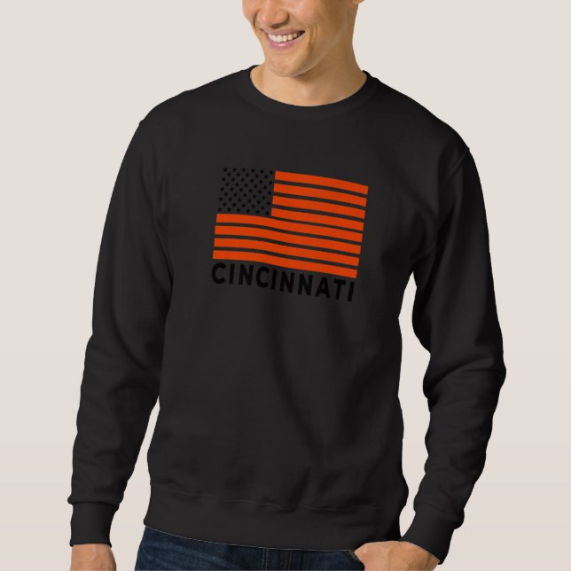 Sweatshirt USA Flag Cincinnati Orange & Black Cincinnati Amer (Devant)