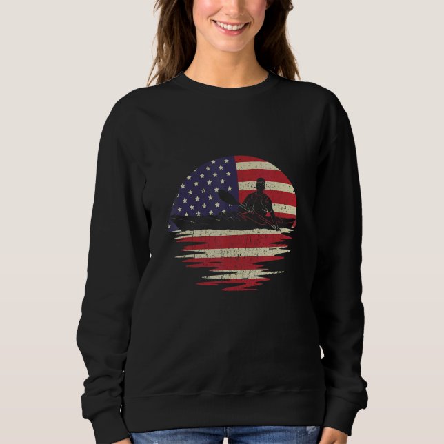 Sweatshirt USA Flag Patriotic American Kayaking Kayaker Canoe (Devant)