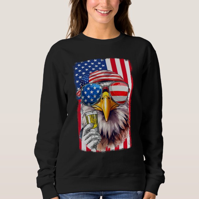 Sweatshirt USA Flag Patriotic Eagle Sunglasses 4th Of July Be (Devant)