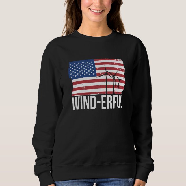 Sweatshirt USA Flagge Amerika Fahen Wind Erful Wind Turbine E (Devant)