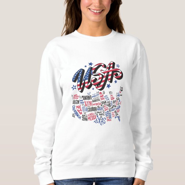 Sweatshirt USA Map Etats-Unis Amérique Amérique (Devant)