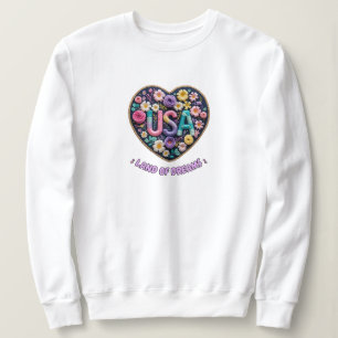 Sweatshirt USA Terre de Rêves Floral Art en Broderie 3D