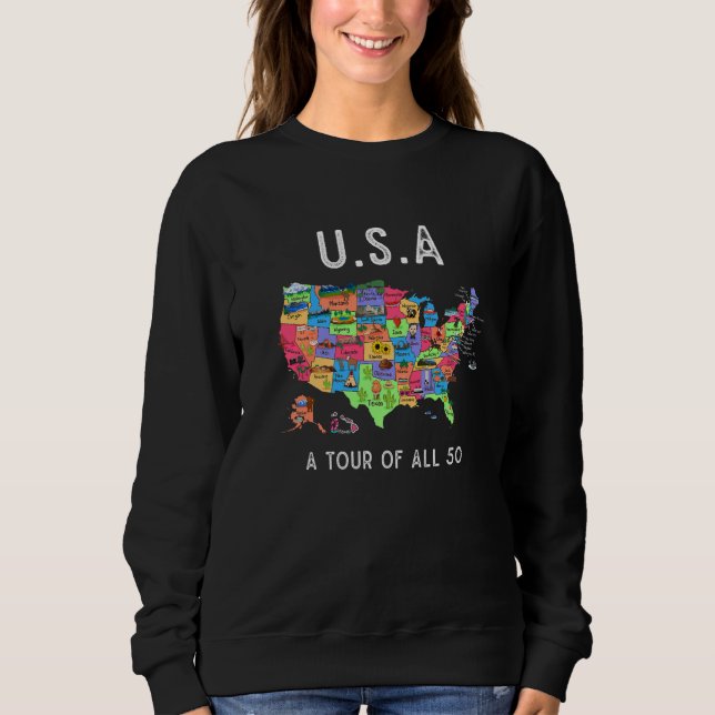 Sweatshirt USA Travel  Visit 50 States Map  2 (Devant)