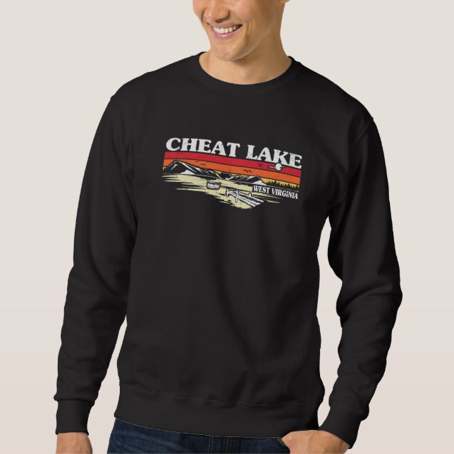 Sweatshirt Vacances au lac de pêche en bateau camping Cheat L (Devant)