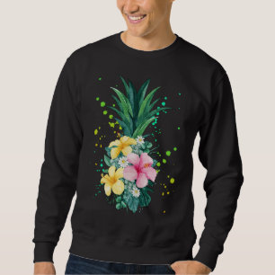 Sweatshirt Vacances d'art de l'ananas à fleur d'Hawaï