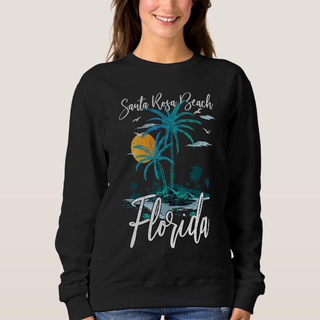Sweatshirt Vacances d'été Retro Sunset Floride Père Noël Rosa (Devant)