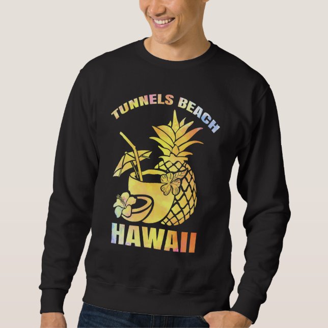 Sweatshirt Vacances d'été Retro Sunset Hawaii Tunnels Beach (Devant)