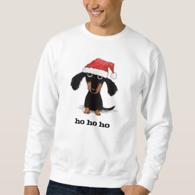 Sweatshirt Vacances drôles de chien de saucisse du père noël (Devant)