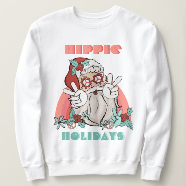 Sweatshirt Vacances hippies Noël Super Père Noël (Design devant)