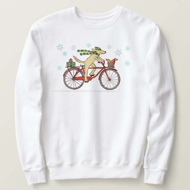 Sweatshirt Vacances hivernales à vélo de chien et d'écureuil (Design devant)