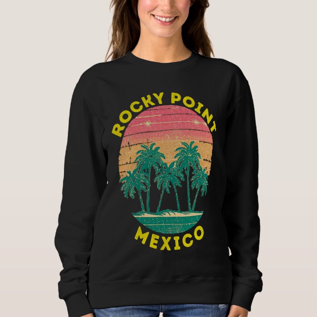 Sweatshirt Vacances Rétro à Rocky Point Souvenir Palmier (Devant)