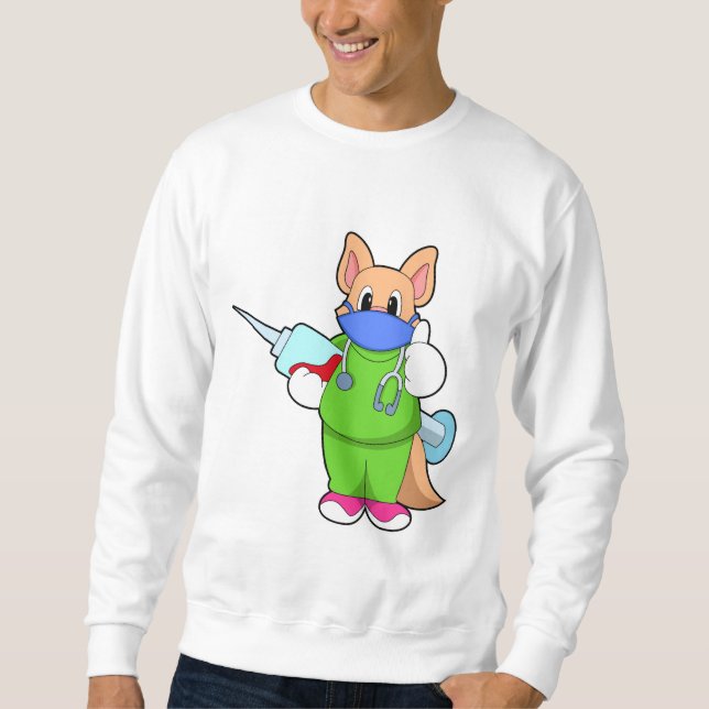 Sweatshirt Vaccination au chat avec seringue (Devant)