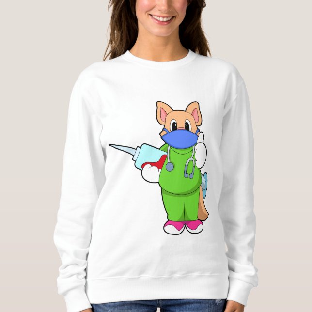 Sweatshirt Vaccination au chat avec seringue (Devant)