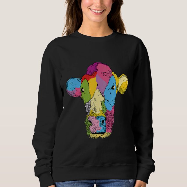 Sweatshirt Vache Animaux colorés Ferme Hommes (Devant)