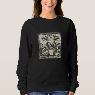 Sweatshirt Vache Boire du café ou du thé, Cool Funny Steer Ca