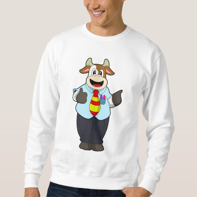 Sweatshirt Vache comme enseignant avec Cravate (Devant)