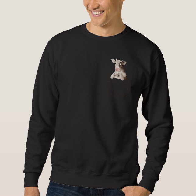 Sweatshirt Vache dans la poitrine ferme de poche (Devant)