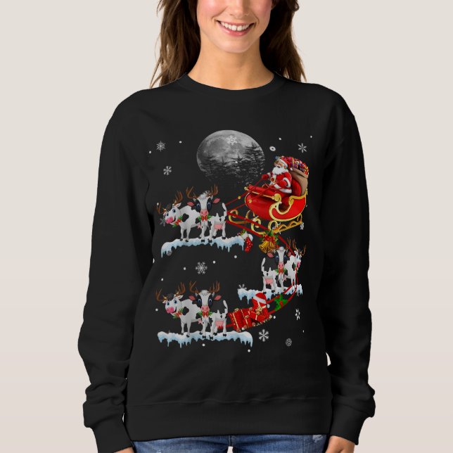 Sweatshirt Vache de Noël Lover Père Noël équitation Reindeer  (Devant)