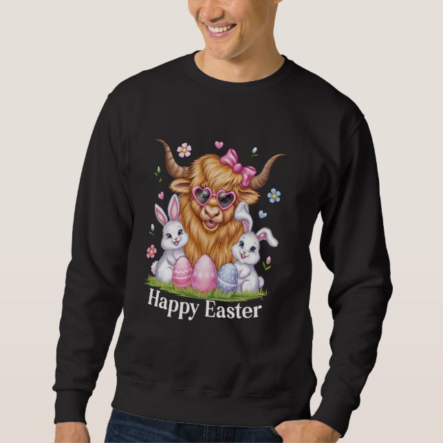 Sweatshirt Vache des Highlands Lapins Oreilles Arc Mignons La (Devant)