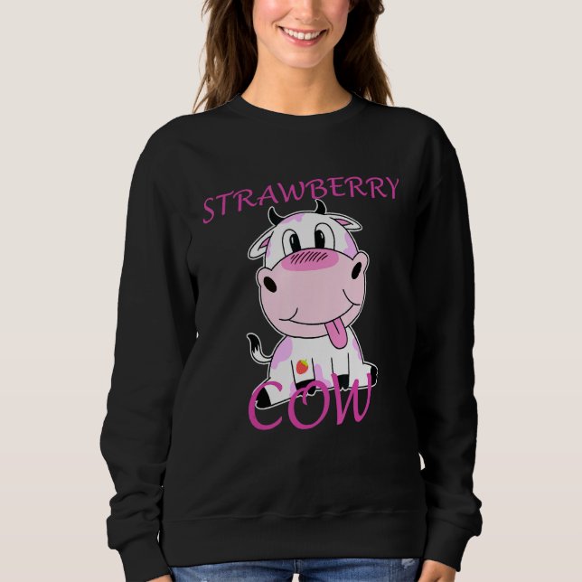 Sweatshirt Vache fraise mûre Vache rose (Devant)