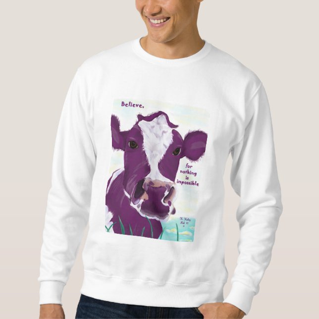 Sweatshirt Vache pourpre très probablement contemplant le vol (Devant)