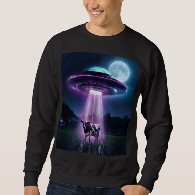 Sweatshirt Vache rencontre des aliens. (Devant)