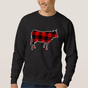 Sweatshirt Vache Rouge Buffalo Plaid Heifer Farm Correspondan