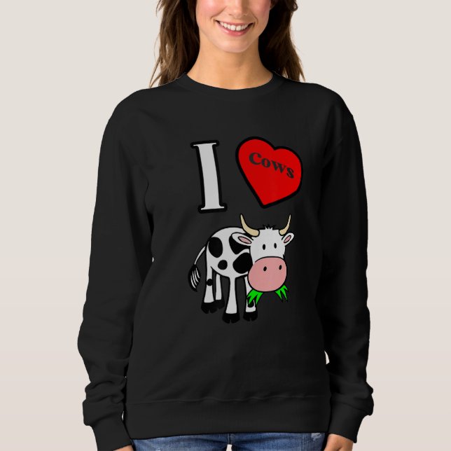 Sweatshirt Vaches cardiaques J'aime les vaches (Devant)
