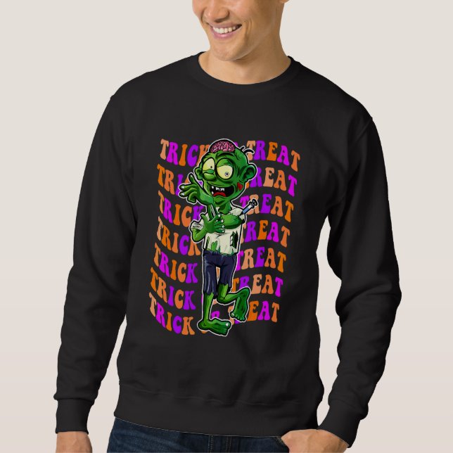 Sweatshirt Vague Rétro Zombie Halloween (Devant)