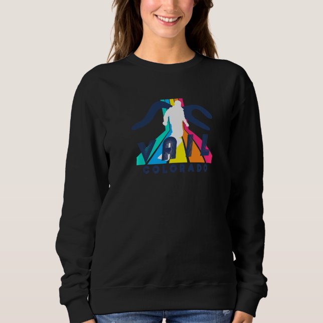 Sweatshirt Vail Snowboarder Retro Géométrique Vail Stripé Col (Devant)