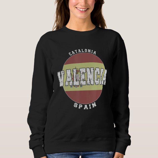 Sweatshirt Valencia Spain, Vintage Spanish flag (Devant)
