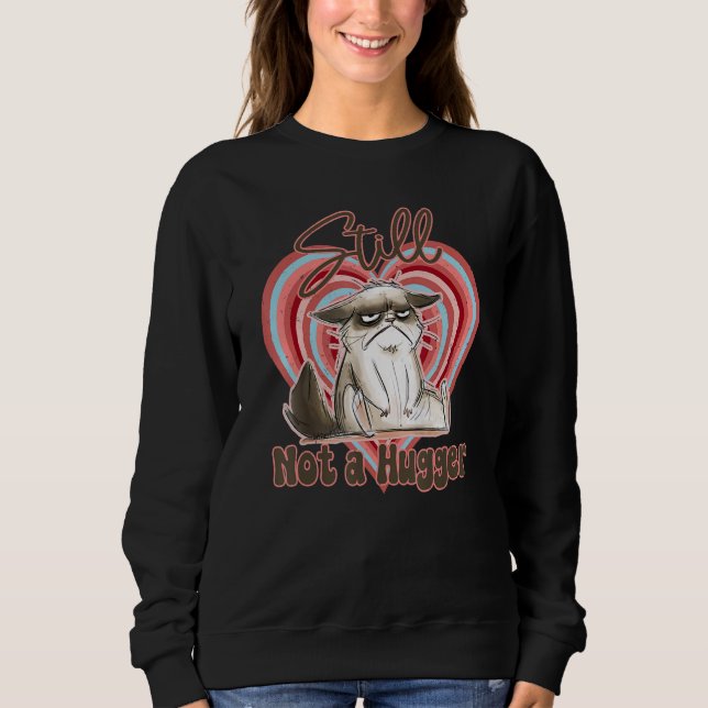 Sweatshirt Valentine Angry Cat Still Not a Hugger No Hugs Ple (Devant)