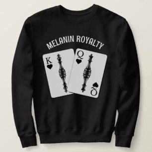 Sweatshirt Valentine BLACK KING QUEEN CARTES DE JEU Couples