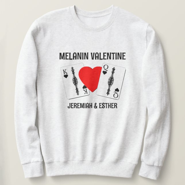 Sweatshirt Valentine BLACK REEN KING CARTES DE JEU Couples (Design devant)