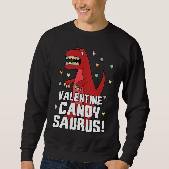 Sweatshirt Valentine Candysaurus Red Dinosaur Rex Cute Heart  (Devant)