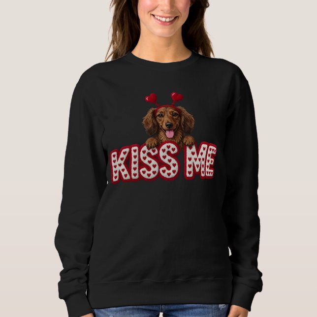 Sweatshirt Valentine Dachshund puppy dog  (Devant)